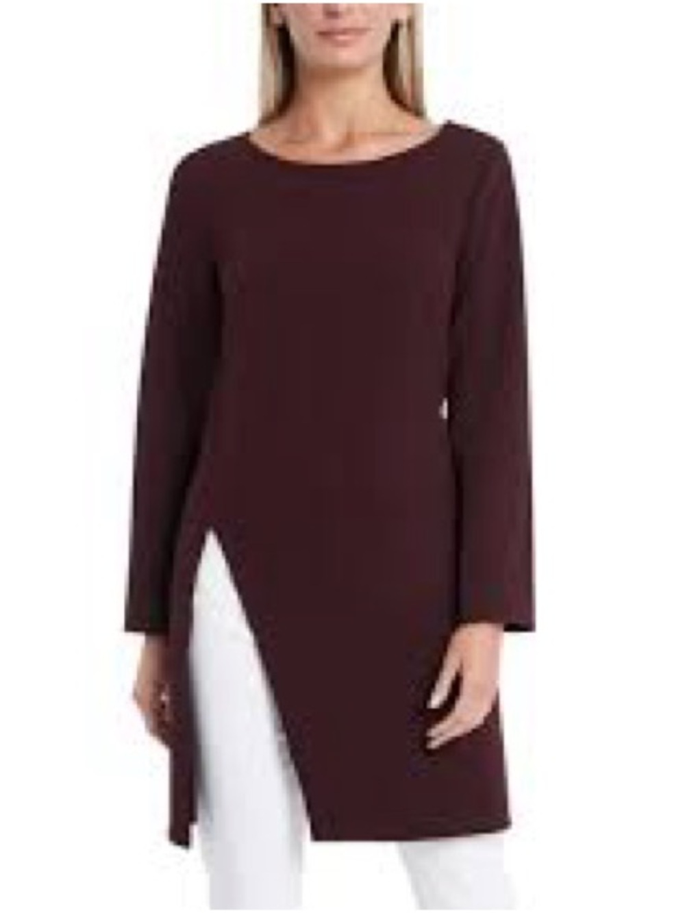 Vince Camuto Ladies NWT Long-sleeve Side-Slit Crepe Ponte Tunic top. Small.